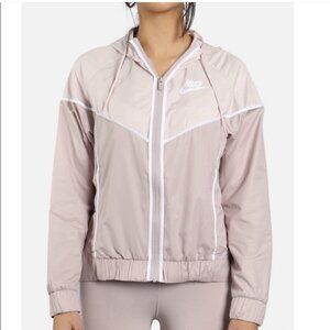 Nike Pastel Rose Pink Mauve Windbreaker Zip Front Hooded Light Jacket